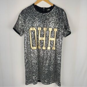 Divided Silver Sequin Mini T-Shirt Dress